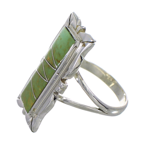 Southwestern Turquoise And Sterling Silver Ring Size 7-1/2 YX79988